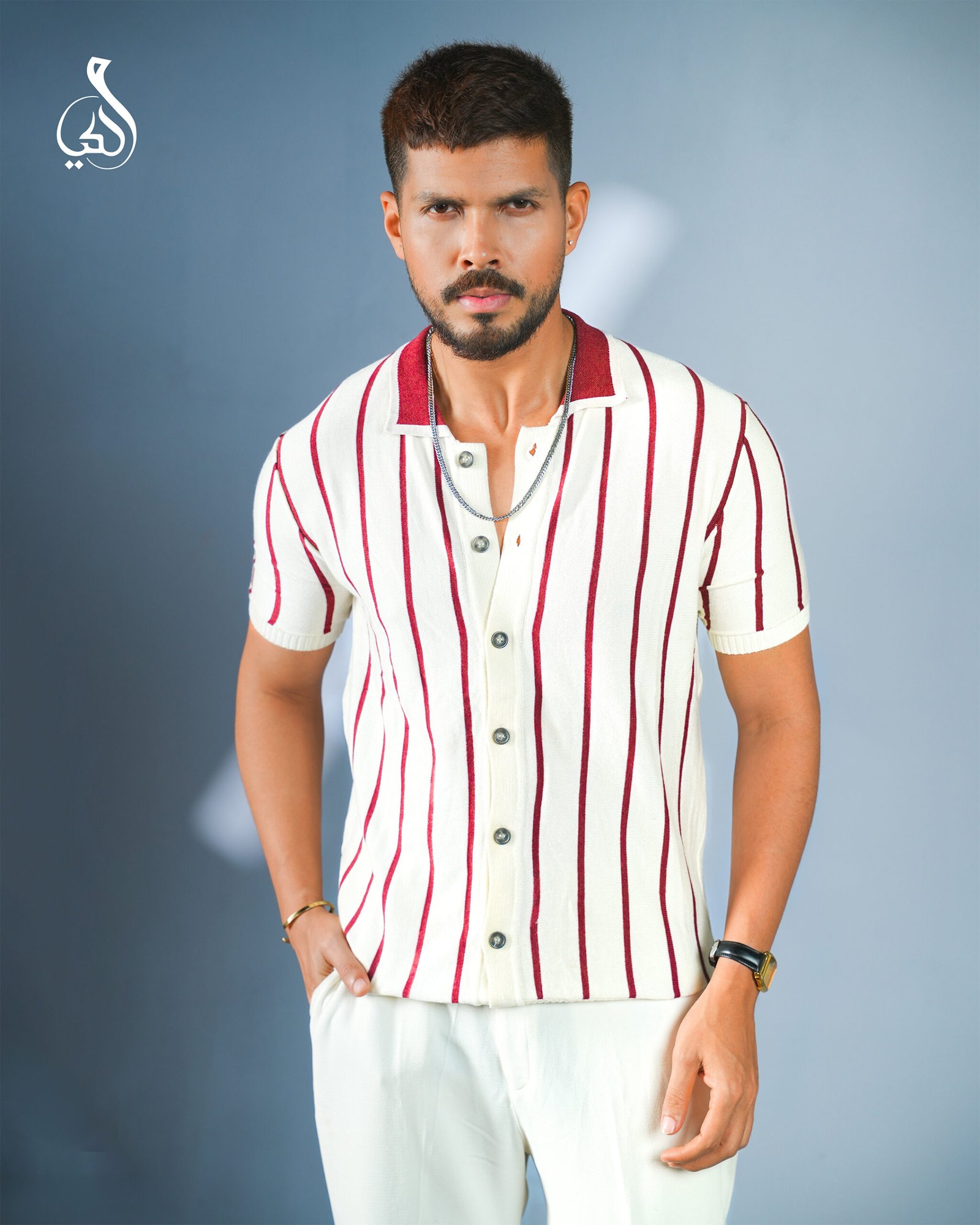 2.3 Monarch Stripe Polo - White - Image 1