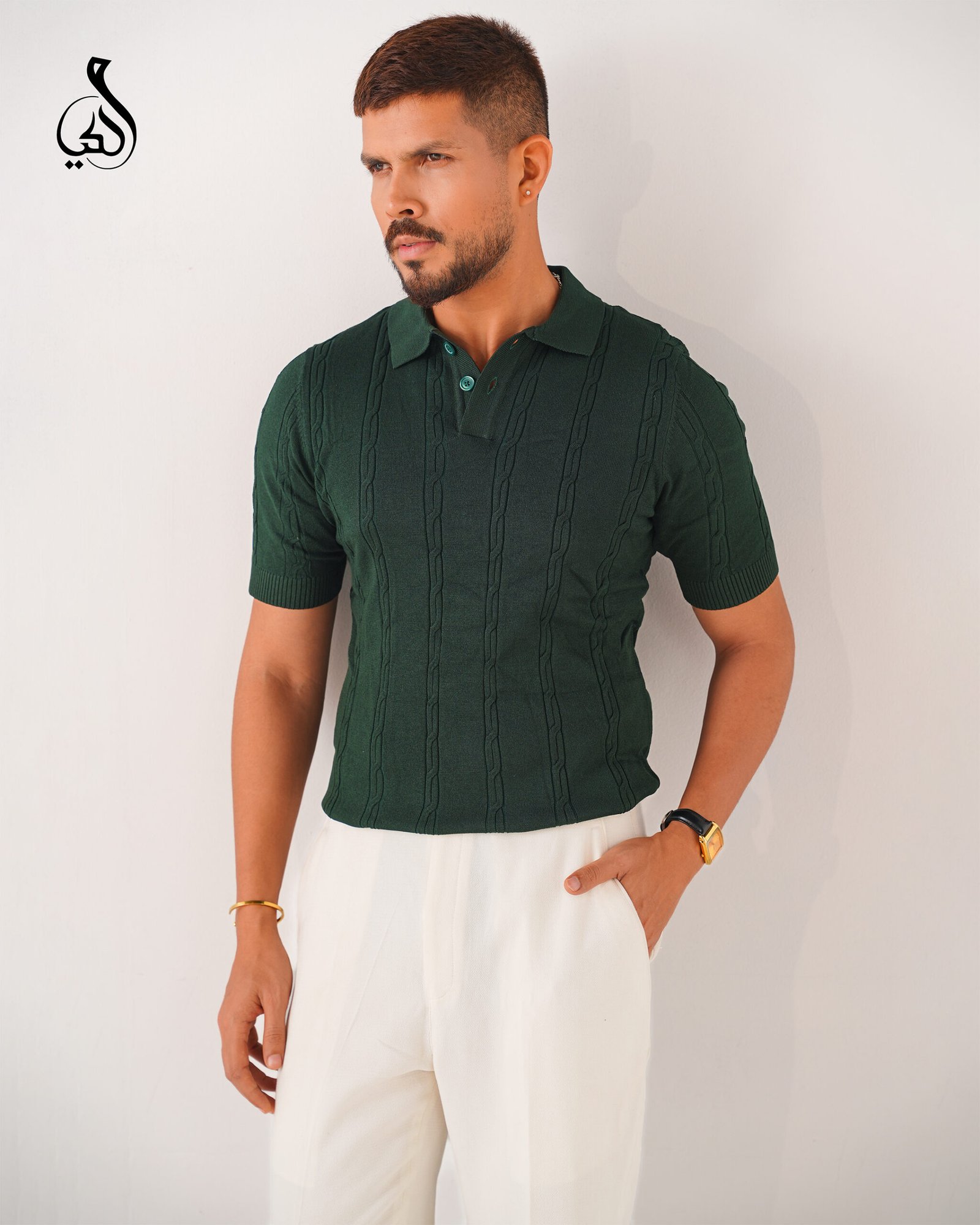 3.3 The Noble Texture Polo - Deep Forest Green - Image 1
