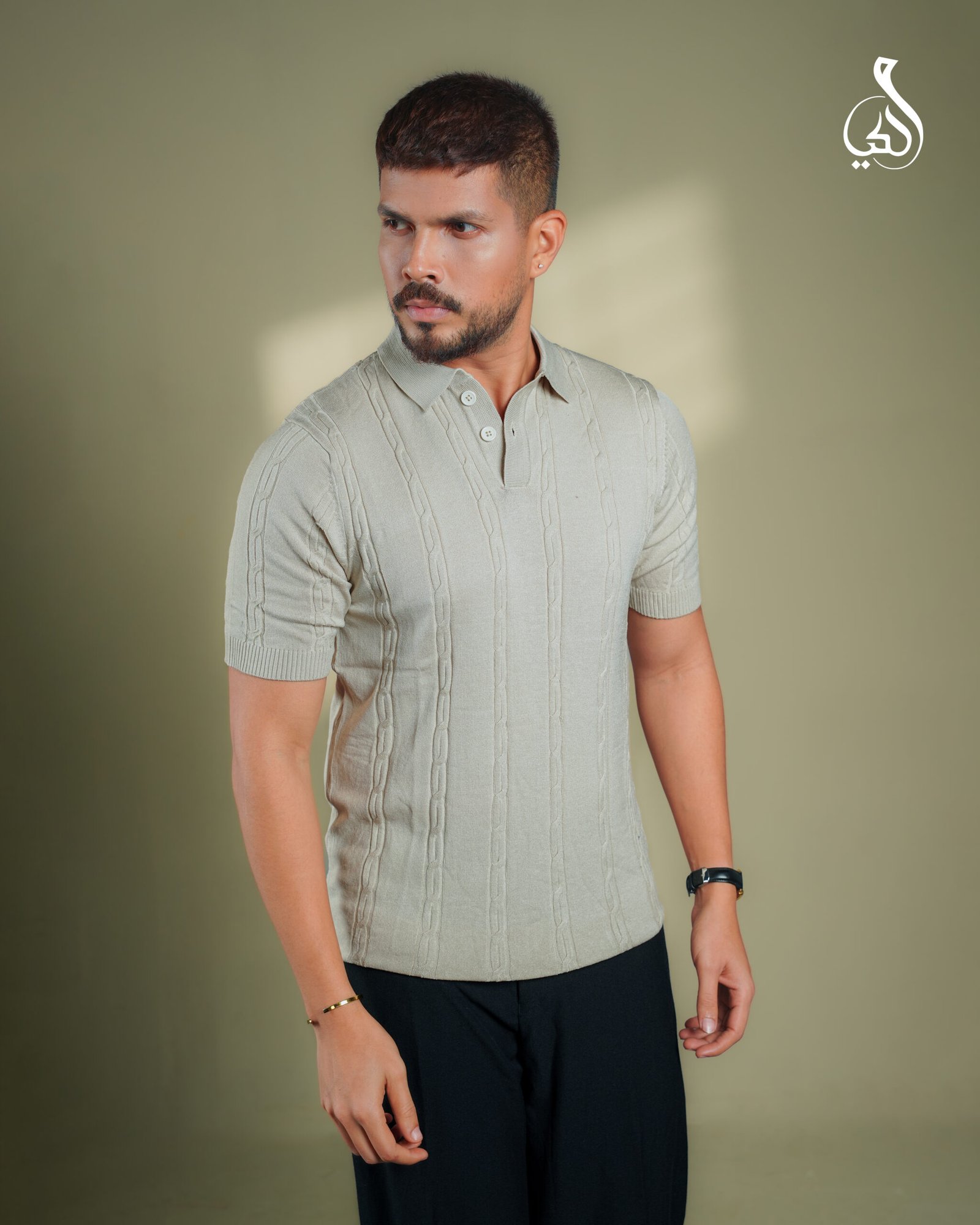 9.3 The Noble Texture Polo – Stone Beige - Image 1